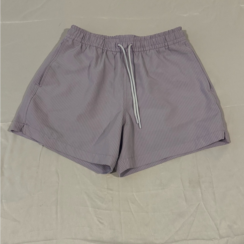 Abercrombie & Fitch Men’s Swim Shorts XS Purple Striped Relaxed Stretch Lined